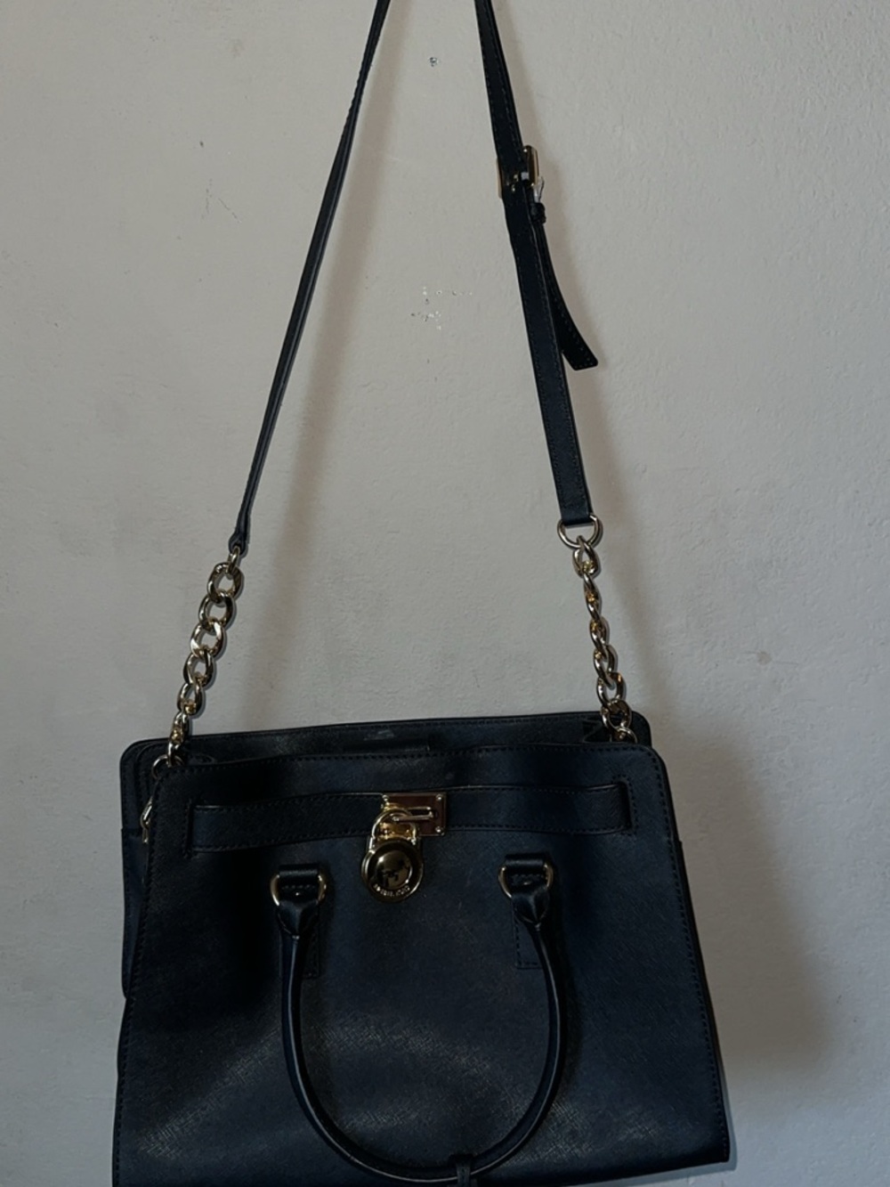 Michael Kors Black Crossbody Satchel with Gold Hardware